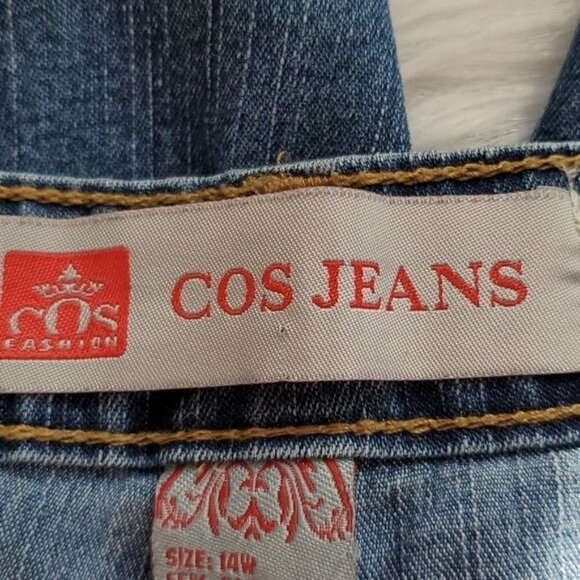 COS Jeans Medium Wash Cuffed Cropped Embellished High Rise Denim Plus Size 14W - Picture 6 of 8